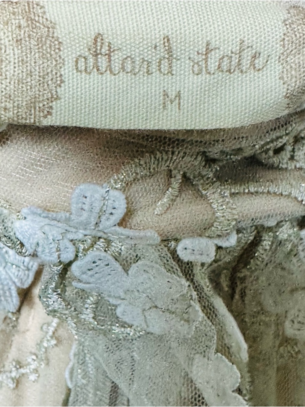 Altar’d State Maxi Dress Ivory Caledonia Strappy Floral Overlay Womens Size M - Picture 11 of 12